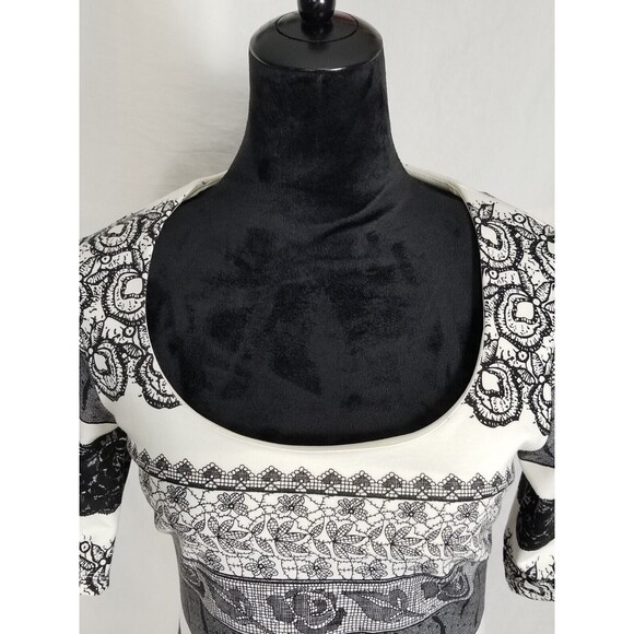 NWT - Kardashian Kollection Dress size L Bodycon Tattoo Style Vegas Black White - Picture 10 of 15